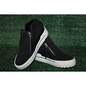 Steve Madden Wedge Black Knit Hidden Wedge Double Zip Women’s Sneaker Shoes 9M